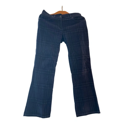 Pre-owned Burberry Velvet Straight Pants In Blue