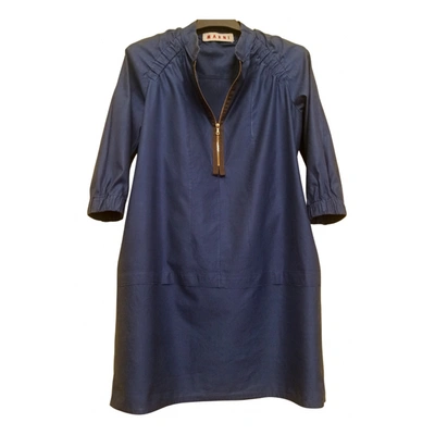 Pre-owned Marni Silk Mid-length Dress In Navy