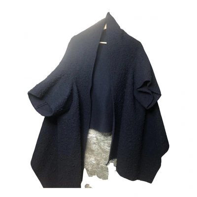 Pre-owned Merci Wool Cape In Blue