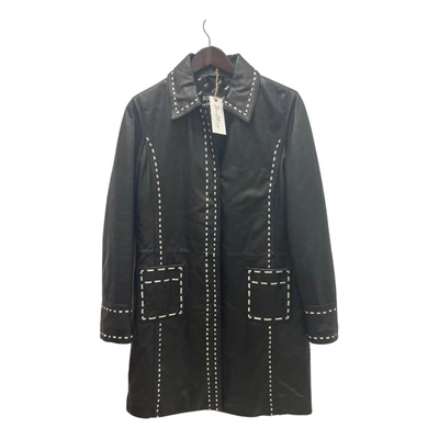 Pre-owned Moschino Leather Coat In Black