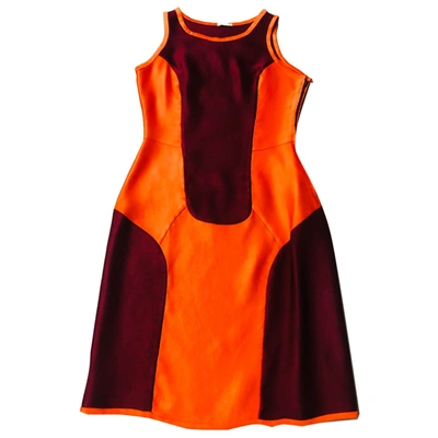Pre-owned Miu Miu Silk Mid-length Dress In Orange