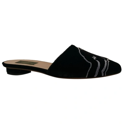 Pre-owned Valentino Garavani Velvet Sandals In Black