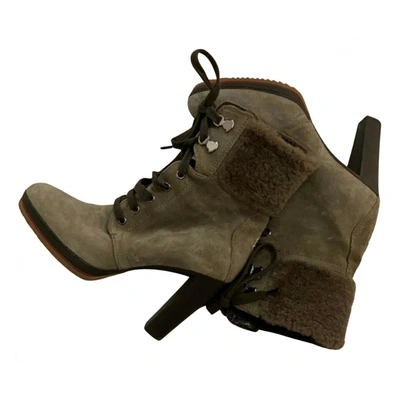 Pre-owned Moncler Ankle Boots In Green