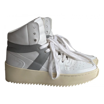 Pre-owned Fear Of God Essentials Leather Trainers In White