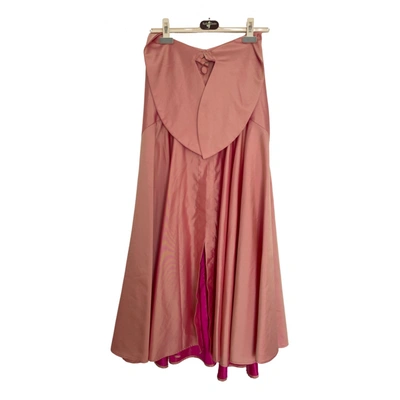 Pre-owned Vanina Silk Maxi Skirt In Pink