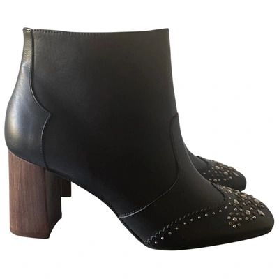 Pre-owned Claudie Pierlot Leather Ankle Boots In Black