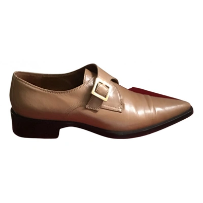 Pre-owned Sergio Rossi Leather Flats In Beige