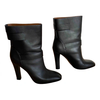 Pre-owned Agnona Leather Ankle Boots In Black