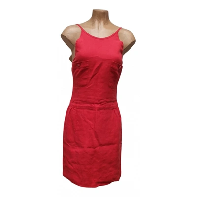 Pre-owned Chanel Linen Mid-length Dress In Red