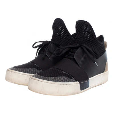 Pre-owned Balenciaga Leather Trainers In Black