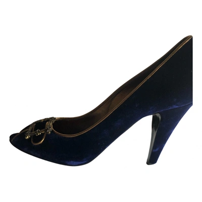 Pre-owned Le Silla Velvet Heels In Blue