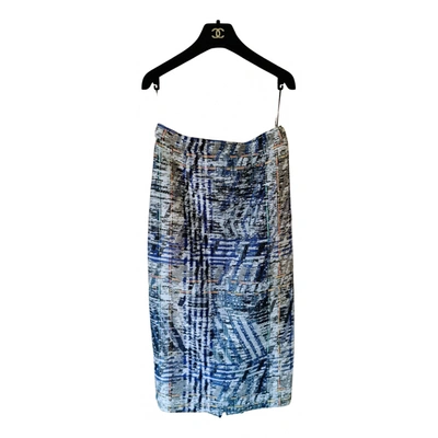 Pre-owned Chanel Tweed Mid-length Skirt In Blue