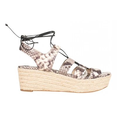 Pre-owned Michael Kors Leather Espadrilles In Grey
