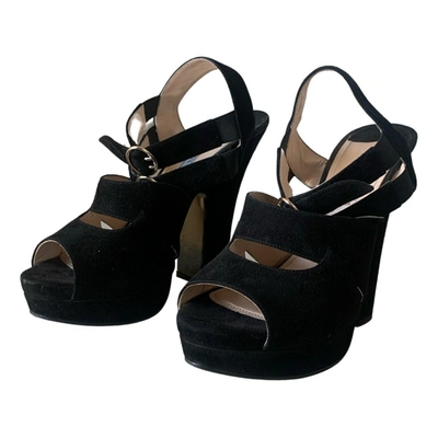 Pre-owned Prada Velvet Sandals In Black