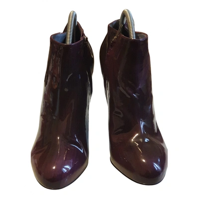 Pre-owned Sergio Rossi Patent Leather Ankle Boots In Purple