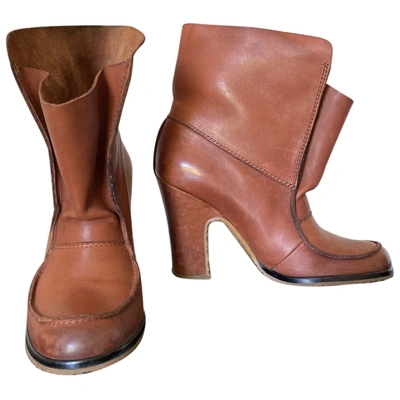 Pre-owned Maison Margiela Leather Ankle Boots In Camel