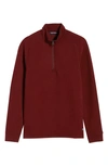 Cutter & Buck Coastal Ribbed Half Zip Pullover In Bordeaux