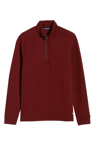 Cutter & Buck Coastal Ribbed Half Zip Pullover In Bordeaux