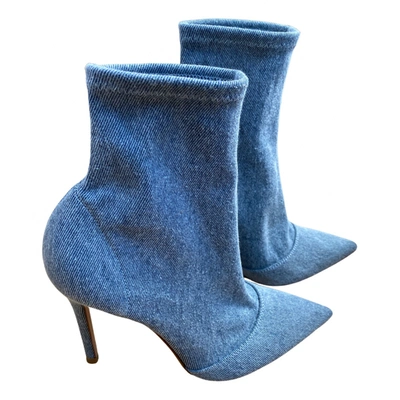 Pre-owned Gianvito Rossi Cloth Ankle Boots In Blue