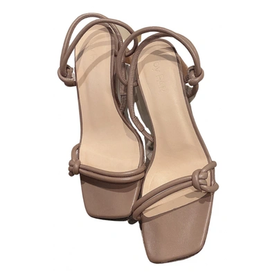 Pre-owned By Far Leather Sandals In Beige