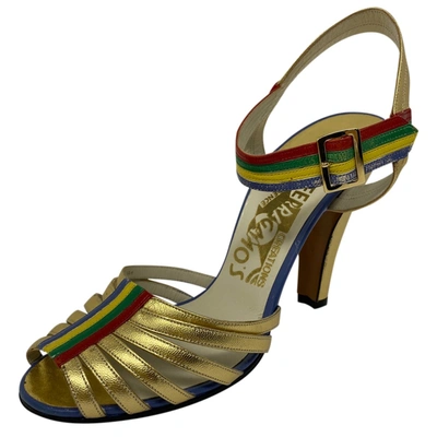 Pre-owned Ferragamo Leather Sandals In Gold