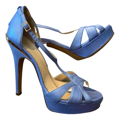 Pre-owned Versace Leather Sandals In Blue