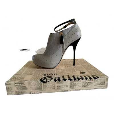 Pre-owned John Galliano Leather Ankle Boots In Grey