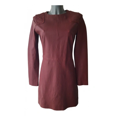 Pre-owned Marc By Marc Jacobs Leather Mid-length Dress In Burgundy