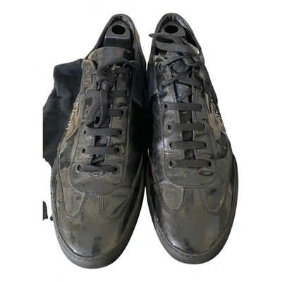 Pre-owned Calvin Klein Patent Leather Low Trainers In Black