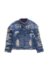 424 Collection Repaired Trucker Jacket Blue