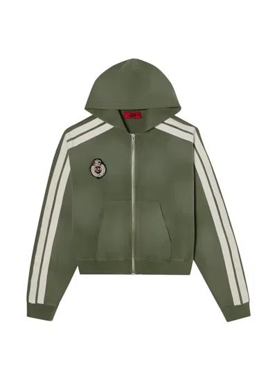 424 Academy Logo-patch Side-stripe Hoodie In Green