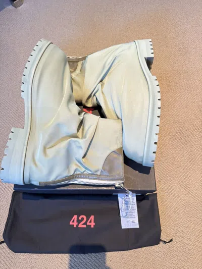 Pre-owned 424 Army Green Marathon Boot 47