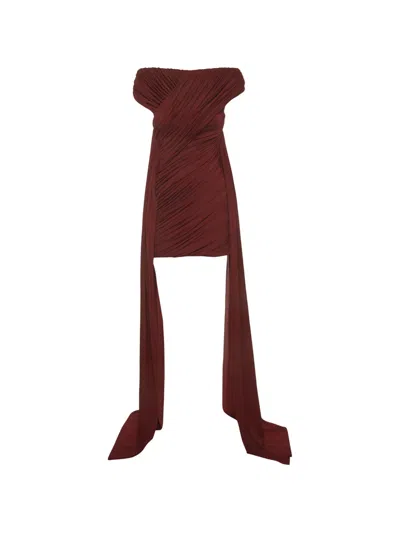 Pre-owned 424 Asymmetric Draped Mini Dress In Brown