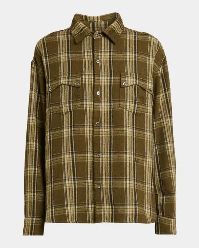424 Aviano Checked Cotton-blend Shirt In Brown
