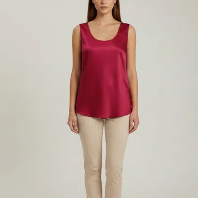 Pre-owned 424 Basler Magenta Satin Sleeveless Tops Xxl In Pink