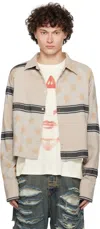 424 Beige Cropped Shoulder Pad Shirt