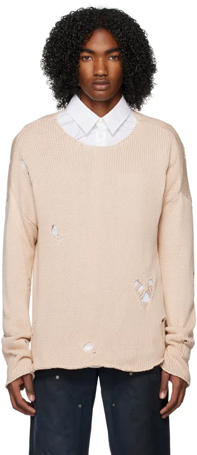 424 Beige Distressed Sweater