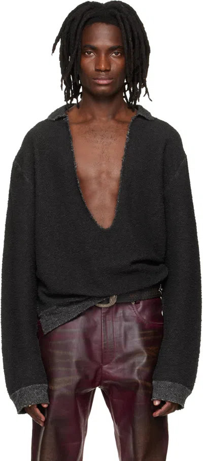 424 Black Dropped Shoulder Sweater