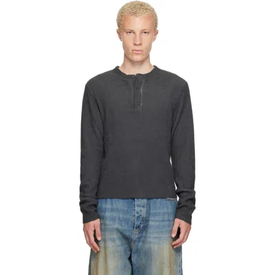 424 Black Long-sleeve Thermal Jersey Henley