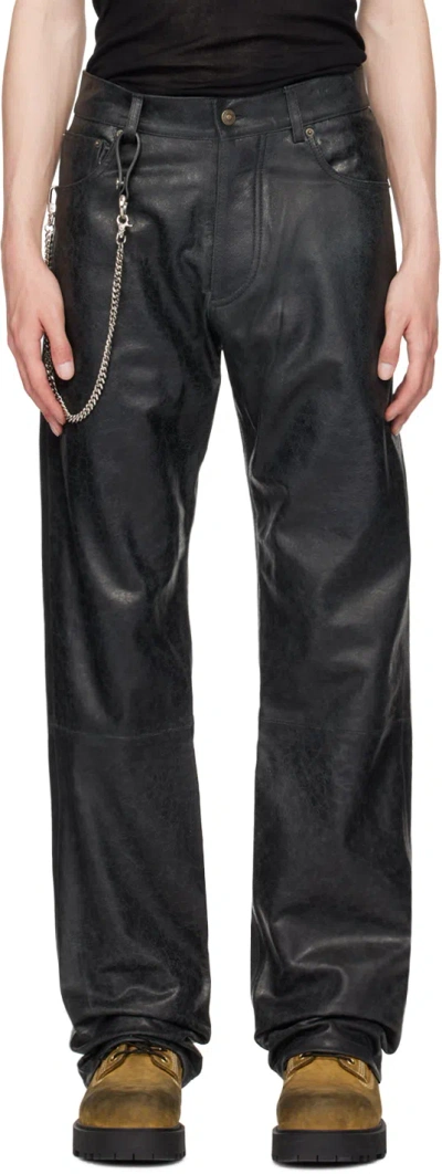 424 Black Skinny Leather Trousers