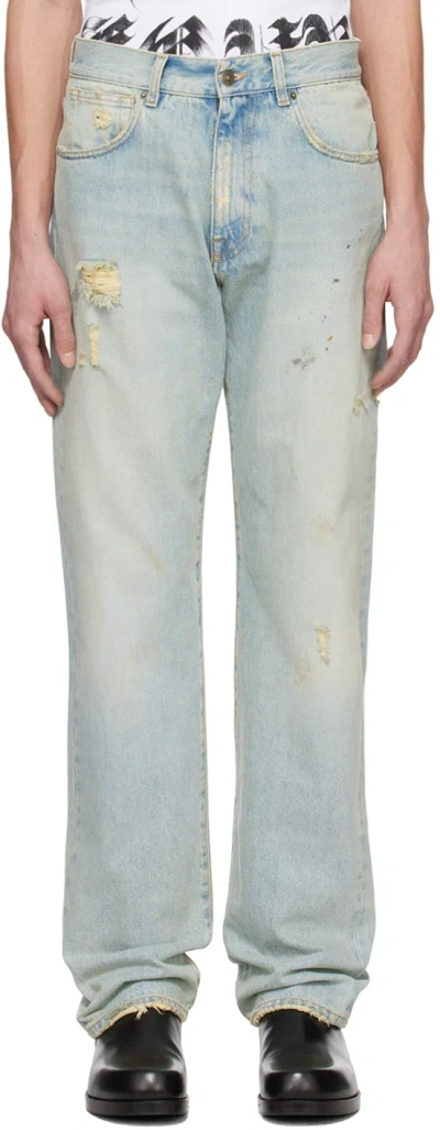 424 Blue Distressed Jeans In Bleached Light