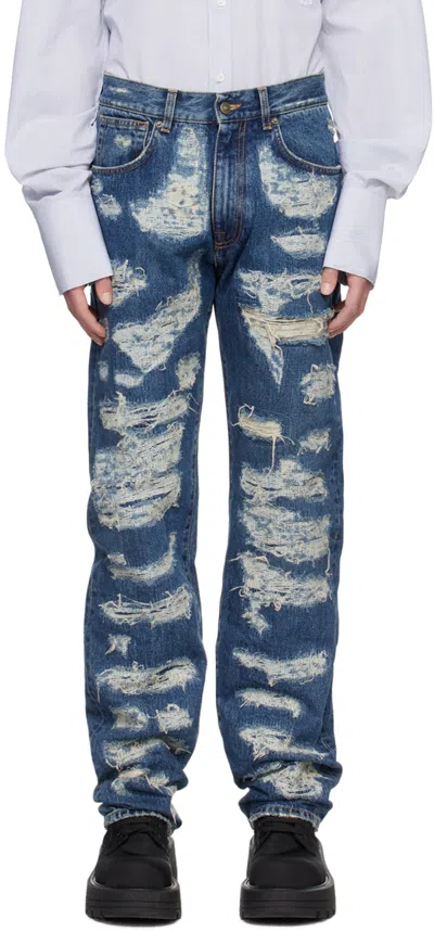 424 Blue Distressed Jeans In Destroyed