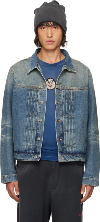 424 Blue Trucker Denim Jacket In Washed Blue