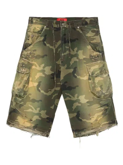 424 Camouflage-pattern Shorts In Green
