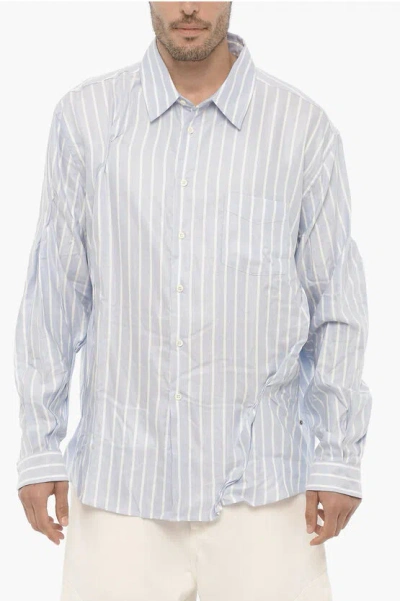 424 Classic Collar Awning Striped Shirt In White