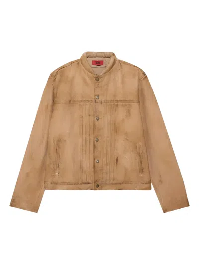 424 Collection Buttoned Trucker Jacket In Brown