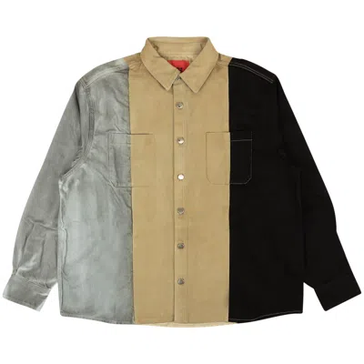Pre-owned 424 Colorblock Denim Button Down Shirt 'multicolor' In Multi-color