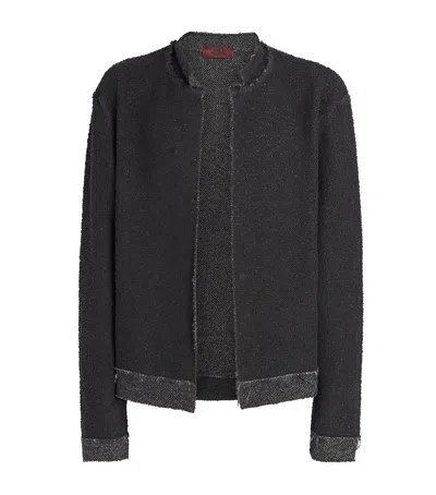 424 Cotton-blend Distressed Cardigan In Black