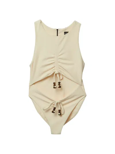 Pre-owned 424 Cut-out Crepe Swimsuit In Neutral