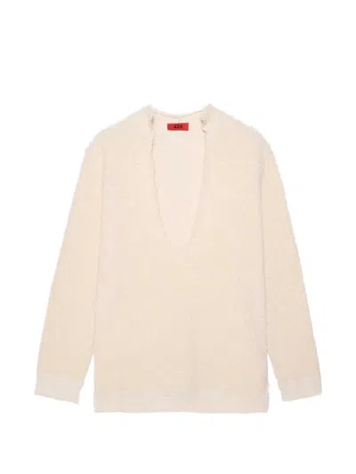 424 Deep V-neck Bouclé Sweater In Neutral